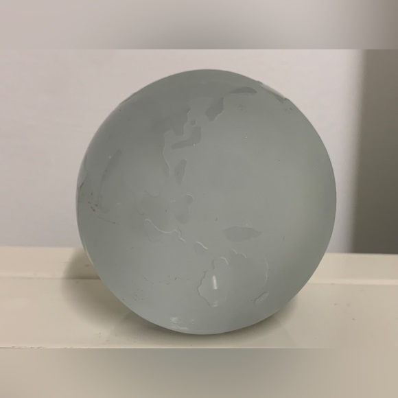 Vintage Silvestri Solid Hand Blown Frosted Glass Spherical Earth World Globe - Picture 4 of 16